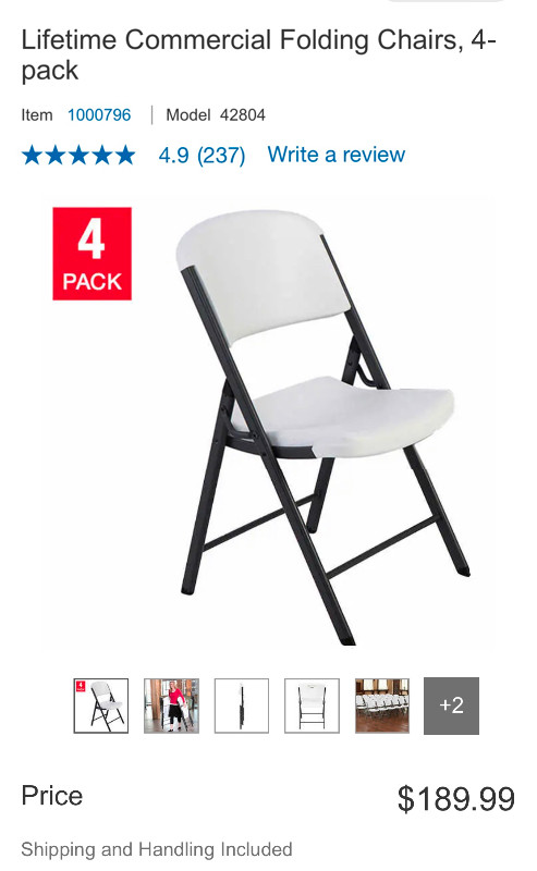 Lifetime folding chairs in Chairs & Recliners in St. Catharines - Image 2