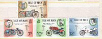 ISLE of MAN. Set de  4  timbres neufs,  "MOTOS".