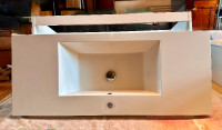Vanity sink with wall hung cabinet