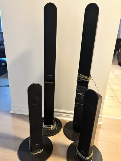 Samsung surround speakers. 4 tower speakers 1 center speaker Subwoofer