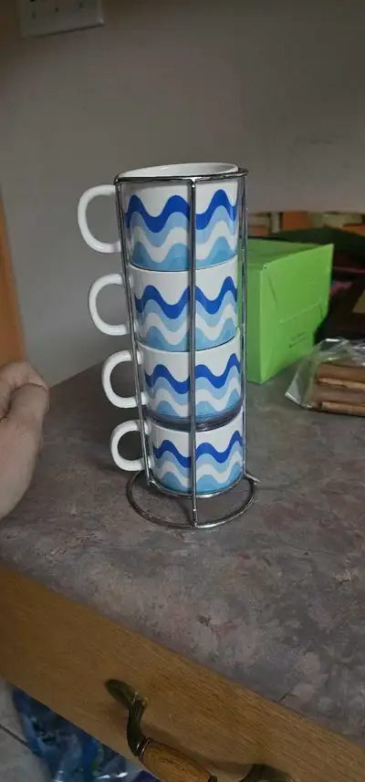 Coffee cups woth stand, View more
