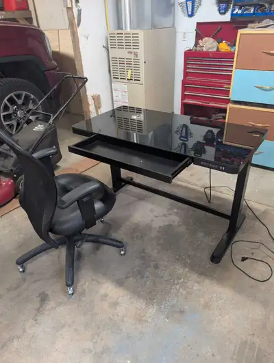 glass top power adjustable desk, View more