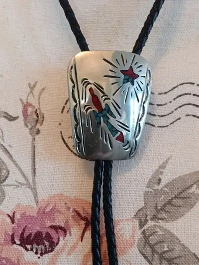 Vintage Willie Nezzie Navajo Bolo Tie Lariat Necklace w turquois, View more