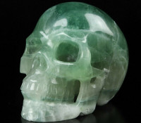 Huge 5" Ice Green Fluorite Crystal Skull! Hand carved realistic.