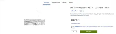 (Brand New In Box) Dell White Keyboard and Mouse Combo, View more