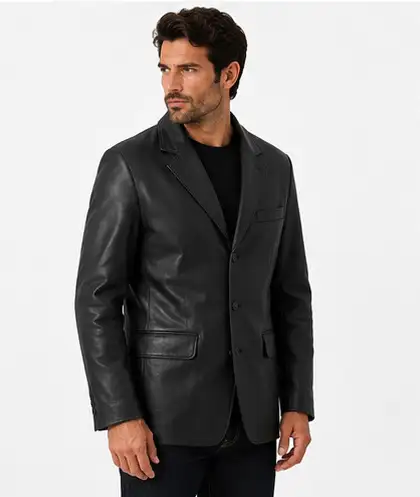 Men’s Classic Black Leather Blazer Jacket in Men's in Oshawa / Durham Region - Image 6
