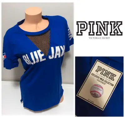 VICTORIA’S SECRET PINK - XS - NWT -BLUE JAYS CAMPUS BASEBALL TEE, View more