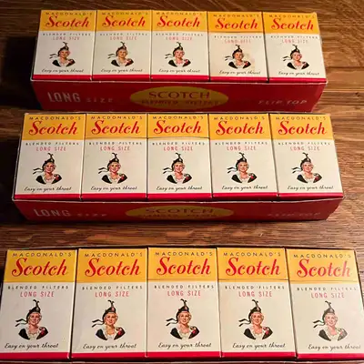 Antique Macdonald Scotch cigarette cartons, 10 pack, from 1930’s. Three empty display cartons of Mac...