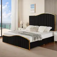 Harp-shaped gold-plated bed frame