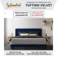 Modern Design, Velvet Upholstered Queen Beds Starts at $349.00