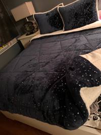 Queen size 3 pieces Ugg navy blue comforter set