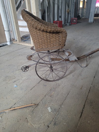 Antique pull along Baby Carriage
