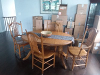 Oak dining table and chair set