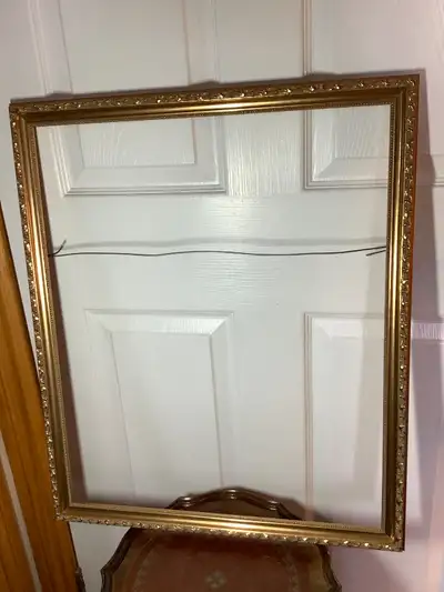 Antique/Vintage Gold Coloured Frame w Embossed Floral Motifs, View more