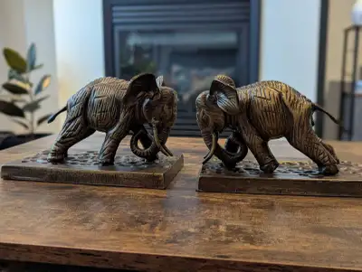 Brass Colored Cast Metal Elephant Bookends 8x5x5" Tall Heavy 7 L, View more