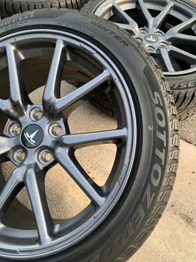 Set of 4 original rims with winter tires good condition pickup from Milton or Mississauga