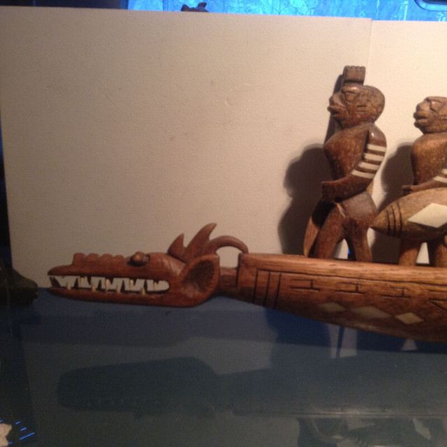 Vintage Borneo Tribal War Canoe Wood Carved in Arts & Collectibles in Vancouver - Image 3