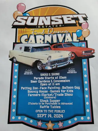 Sunset Community Recreation Association is hosting a carnival on September 14 of 2024,EVERYONE IS WE...