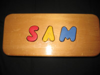 Wood Stool with Name - "SAM"