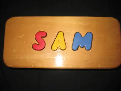 Wood Stool with Name - "SAM", View more