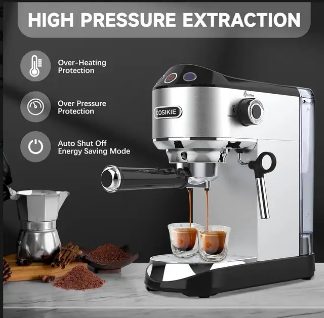 Espresso Coffee Maker, Espresso Machine with Milk Frother in Coffee Makers in Burnaby/New Westminster - Image 4