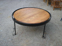 Iron and wood coffee table