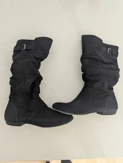 Black Suede Boots Size 8, View more