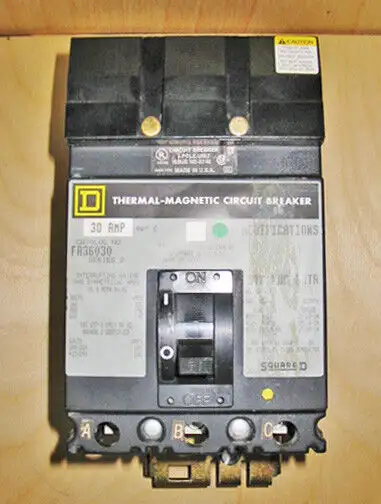 SQUARE D FA36030, 30 AMP, 3 POLE, 600 VAC CIRCUIT BREAKER ~ RARE, View more