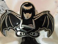 COSMIC EMILY  STRANGE 5" BLACK AND SILVER WITH WINGS BELT BUCKLE