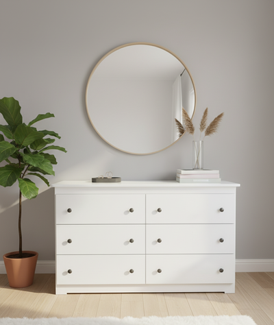 New White 6-Drawer Dresser | Modern Bedroom Storage Chest, View more