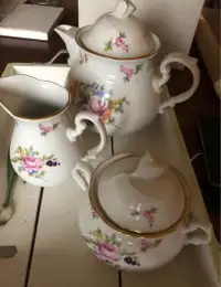 Teapot pink floral chinaware serving set and platter