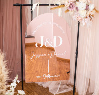 Rose Gold Mirror Acrylic Arch Wedding Welcome Sign
