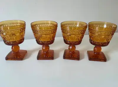 Vintage Amber Wine Glasses Set – Park Lane, Mid-Century Barware , View more