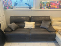 Double Oversize Reclining Sofa Slate Leather. OPEN TO ALL OFFERS