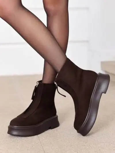 Size 8.5 - Coutgo Womens Front Zip Ankle Boots, View more