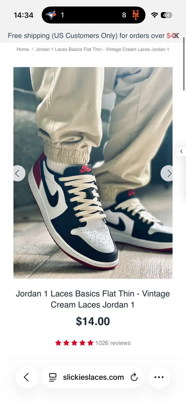 Jordan 1 Laces Basics Flat Thin - VintageCream Laces Jordan 1 in Men's Shoes in Markham / York Region - Image 5