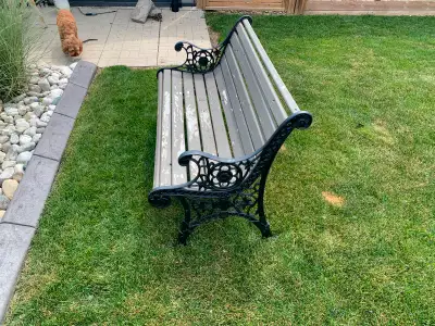 Solid cast iron garden bench, View more