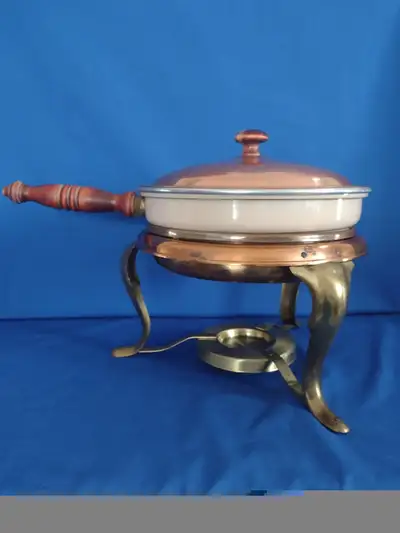 Vintage Copper/Enamelware Chafing Dish, View more