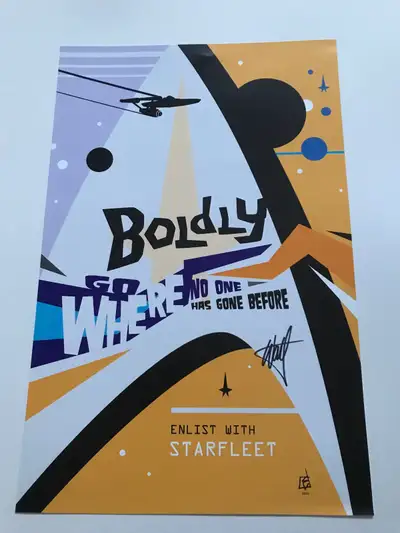 Star Trek Theme Poster 11 X 17 Autographed by Artist. You are bidding on the item shown. Shipping av...