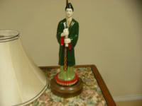 ANTIQUE ORIENTAL FIGURE TABLE LAMP W/SHADE-33"TALL