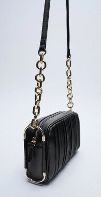 Zara black bag handbag crossbody sac à main faux cuir leather