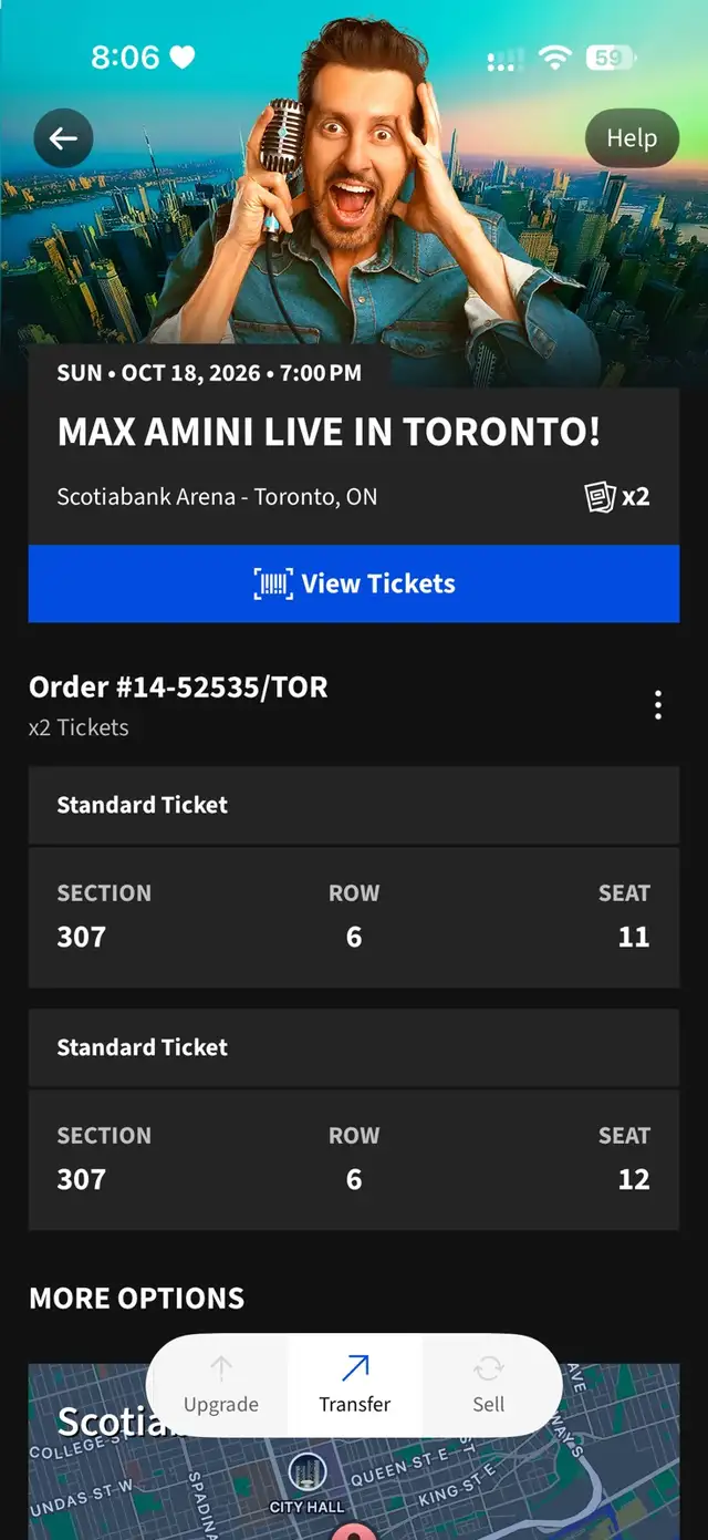 Max Amini Live Toronto – 2 Tickets for Sale – October 18, 2026