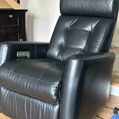 Black leather power recliner, View more