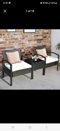 Costway 3PCS Patio Rattan Furniture Set Table & Chairs Set  