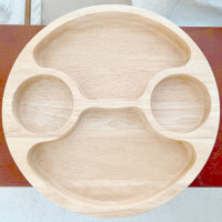 Oak wood round serving tray