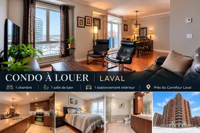 FRANÇAIS Magnifique condo 3½ à louer – Emplacement de choix à Laval (Chomedey) 3875, boul. de Chenon...