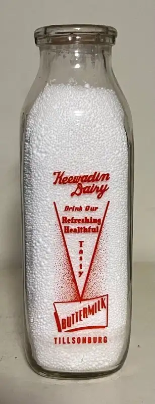 KEEWADIAN  DAIRY TILLSONBURG  SQUARE PINT MILK GLASS  BOTTLE, View more