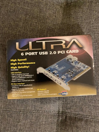 NEW Ultra ULT31500 6 Port USB 2.0 PCI Card 4 External 2 Internal
