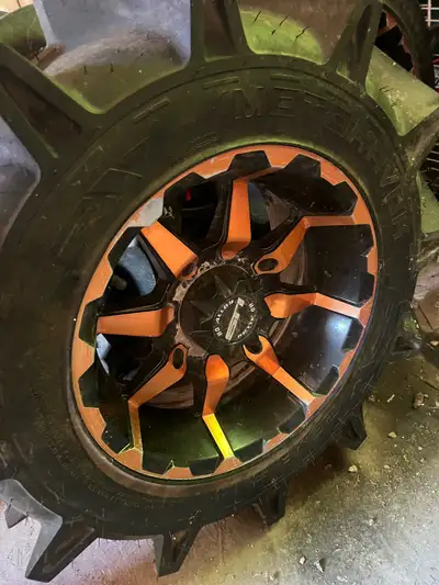 Tires, damn near brand new. Rims in great shape. 4x156 Polaris pattern. $1200. Text 204-770-8838