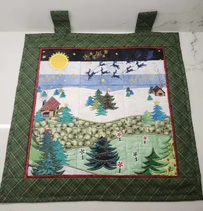 Night at the Tree Lot" story wall quilt, is a machine embroidery and appliqué project. The quilt blo...